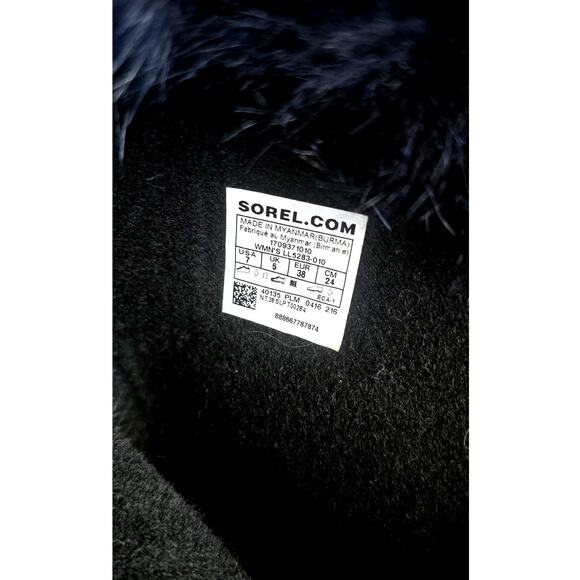 Sorel Joan of Arctic Waterproof Snow Boots Black/Navy Fur | Women’s 7 - Picture 8 of 10